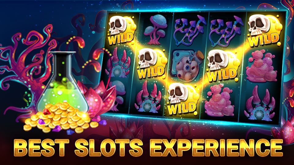 Hình ảnh máy đánh bạc (slots) với biểu tượng tiền vàng và vòng quay may mắn